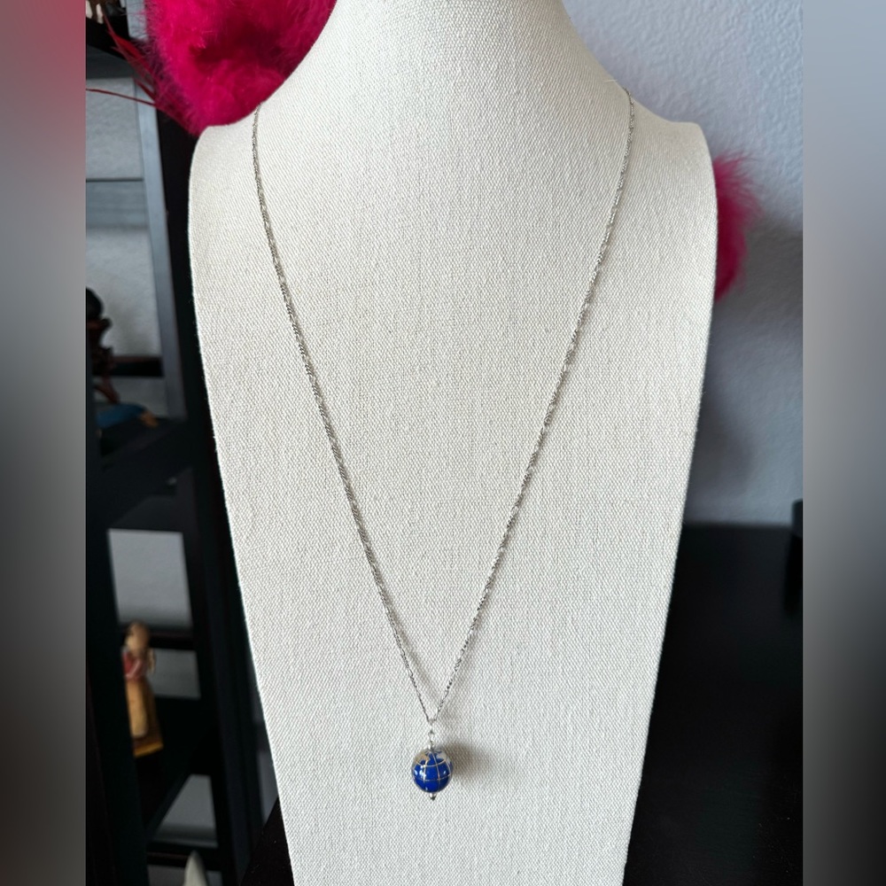 Artisan World Globe Long 925 Silver Necklace